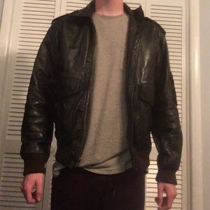 Men’s American Express Brown Leather Bomber